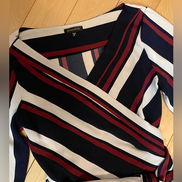 Dynamite Long Sleeve V-Neck Wrap Blouse - Picture 4 of 8